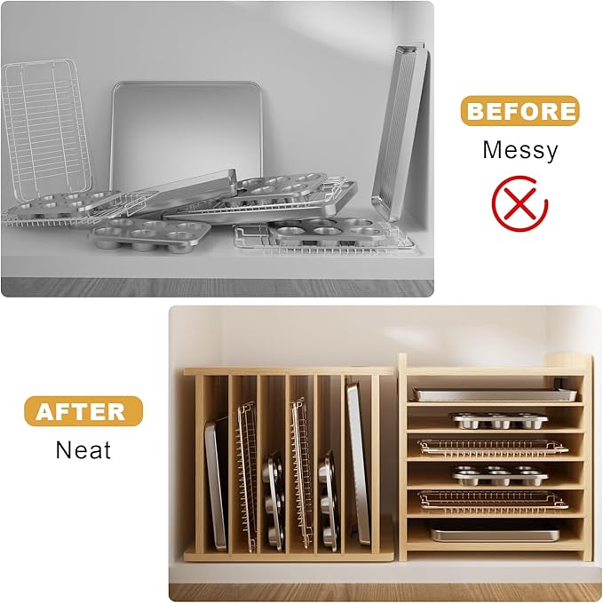 7 Tier Wooden Cookie Sheet Organizer - Image 4