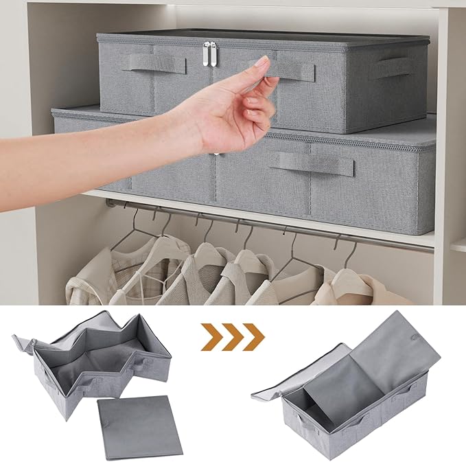 Underbed Storage Bin, Foldable Under Bed Flat Baskets Organizer, Container boxes - Image 5