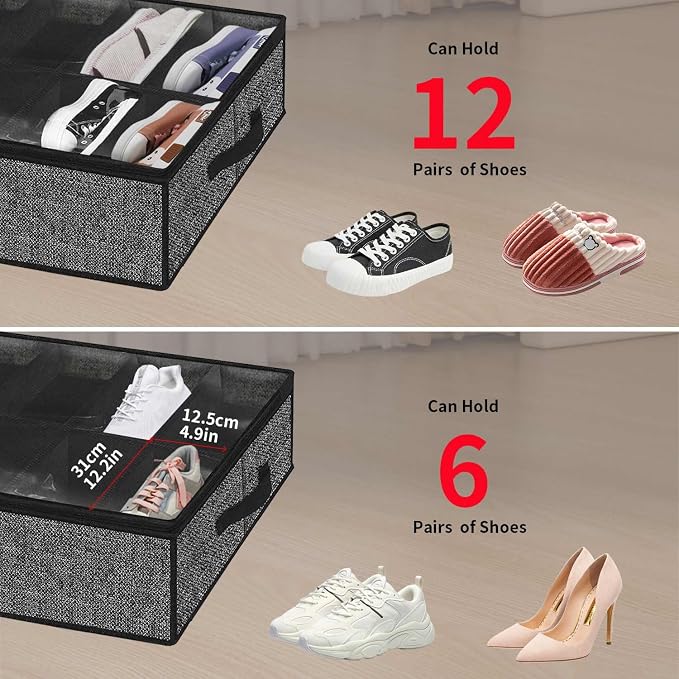 Onlyeasy Sturdy Under Bed Shoe Storage Organizer, Fit 12 to 24 Pairs, Underbed - Image 8