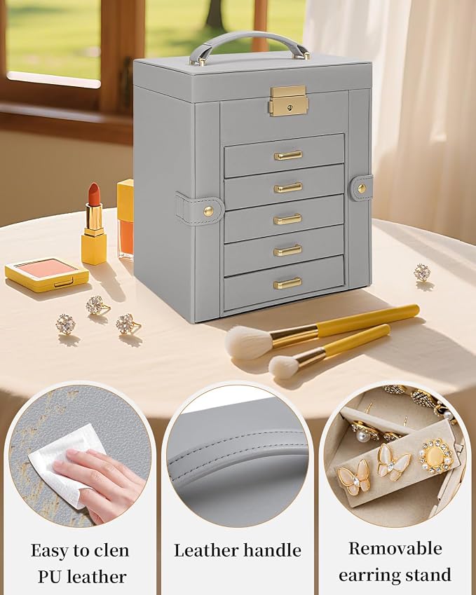 TORIBIO Large Jewelry Box for Women, Leather Jewelry Organizer - Image 6