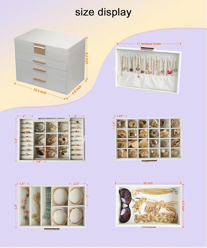 BOOVO Jewelry Boxes for Women, 5 Layer Jewelry Organizer - Image 2