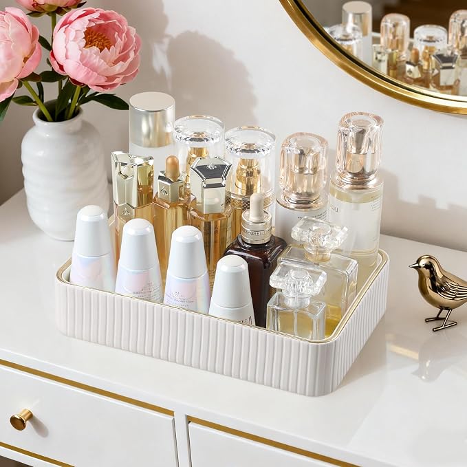 Desk Organizer Tray, PU Leather Valet Tray Nightstand Organizer Cologne Perfume - Image 3
