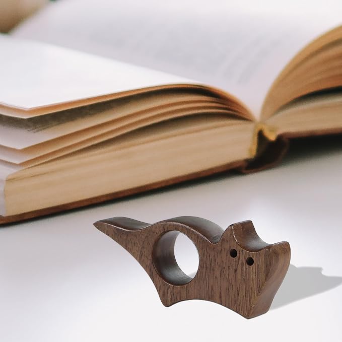 Cat Book Page Holder, Smooth Finish Walnut Wood Book Holder - Image 9