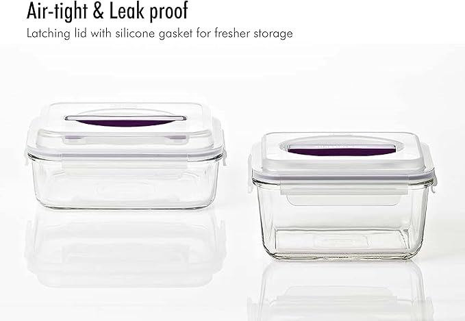 GLASSLOCK 61 Oz Glass Food Storage set of 2 – Large Capacity, Airtight & - Image 4