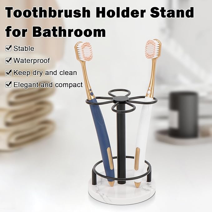 HarJue Toothbrush Holder Stand for Bathroom, Metal Toothbrush Organizer - Image 3