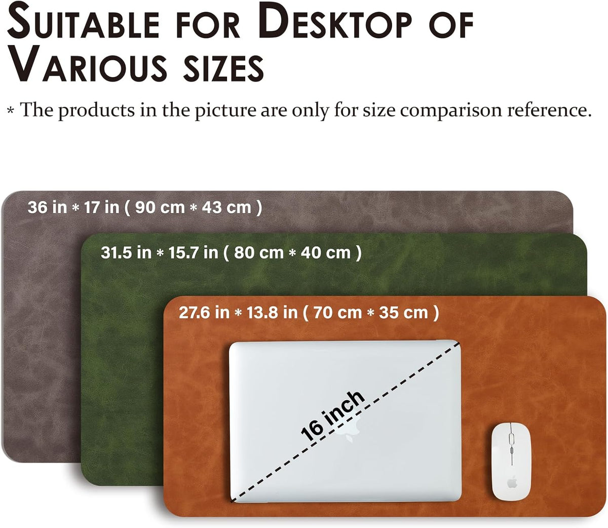 Distressed Leather Desk Mat - Non-Slip PU Desk Pad for Office and Home