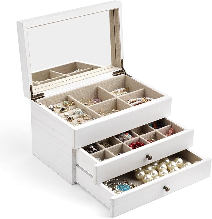Meangood Jewelry Box Organizer for Women, 3 Layer Large Jewelry Storage Case by Meangood