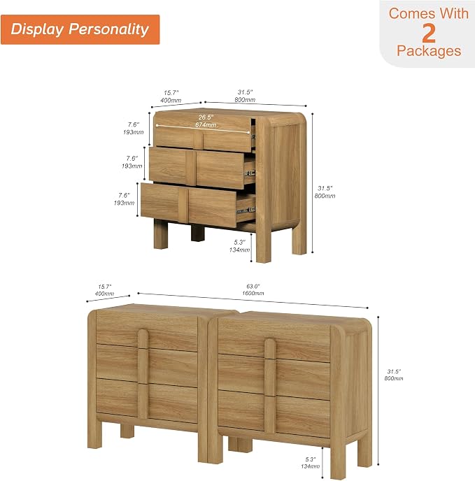 WAMPAT 6 Drawer Dresser for Bedroom, 2 in 1 63" Wide Mid Century Modern Wide - Image 2