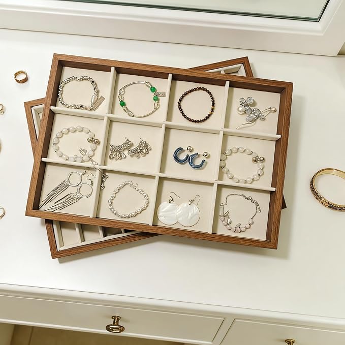 Large Jewelry Trays for Drawers Stackable Velvet Jewelry Display for Vendors - Image 3