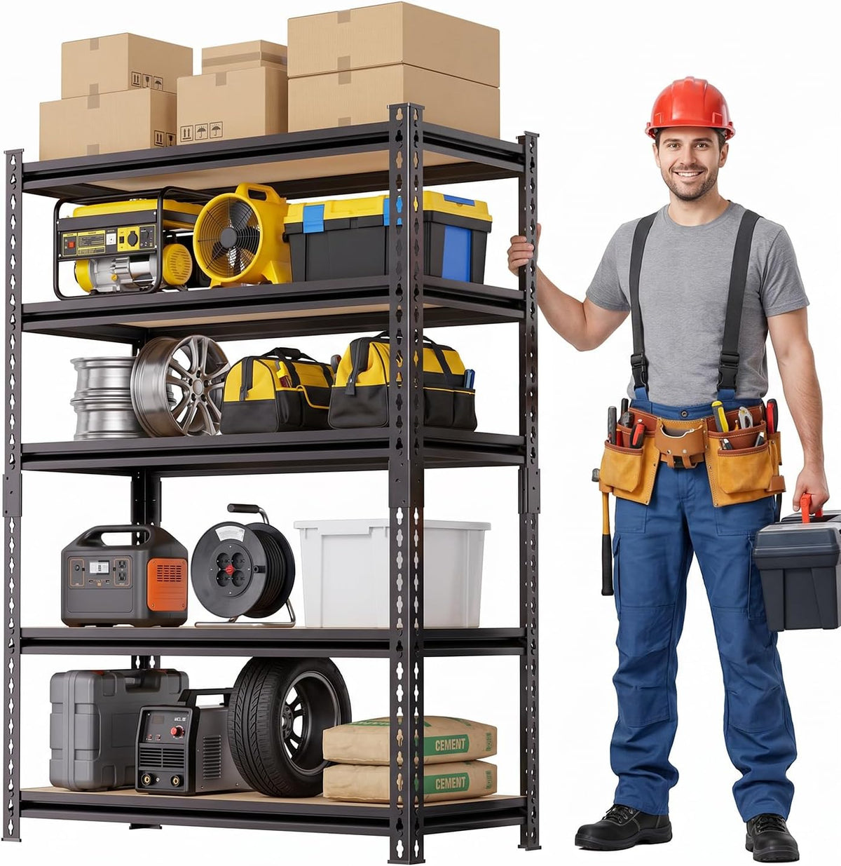 Garage Shelving 5 Tier Adjustable Metal Storage Shelves, Heavy Duty