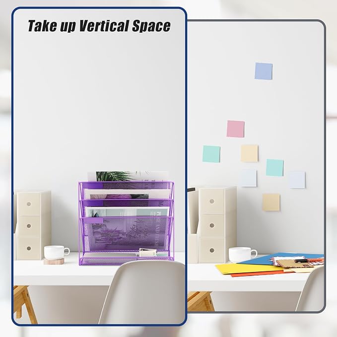 EASEPRES Desk File Organizer Mesh 4-Tier, Hanging Wall Mount Document - Image 4