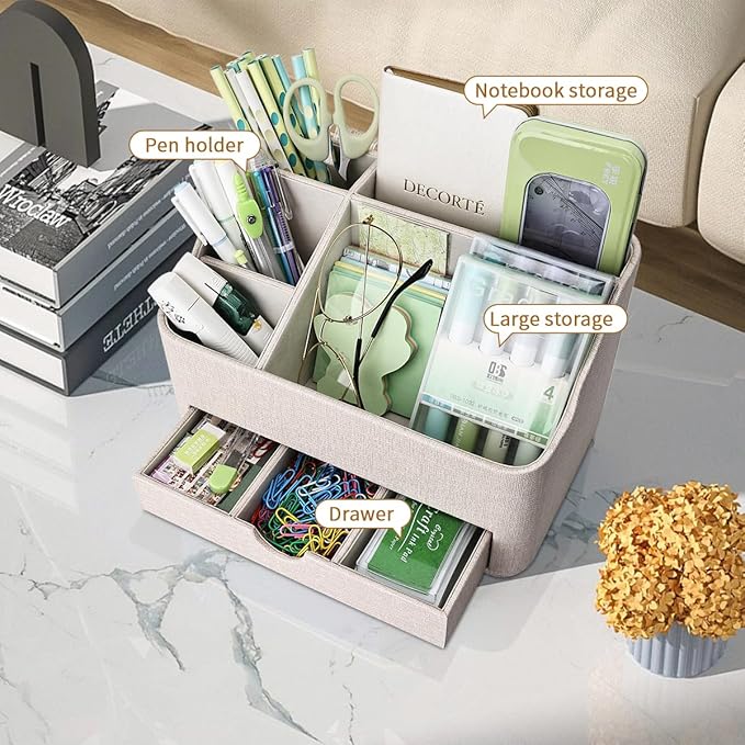 KINGFOM Desk Organizer with Drawer, Desk Organizer and Accessories 5 - Image 5
