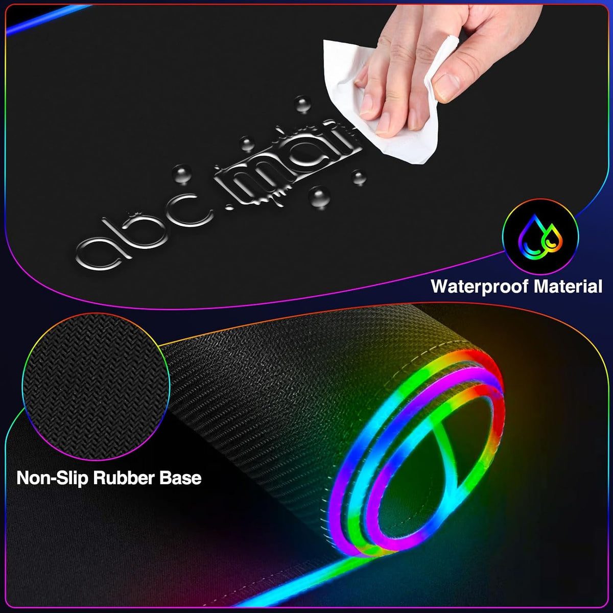 RGB Gaming Mouse Pad with Magnetic Wireless Charging & Foldable Phone
