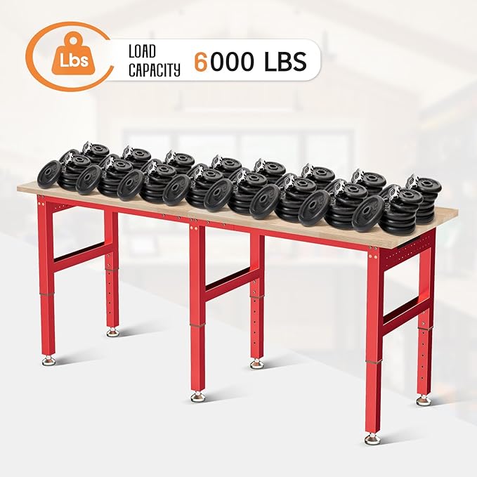 SPECRAFT 84" Red Adjustable Heavy Duty Workbench - Image 4