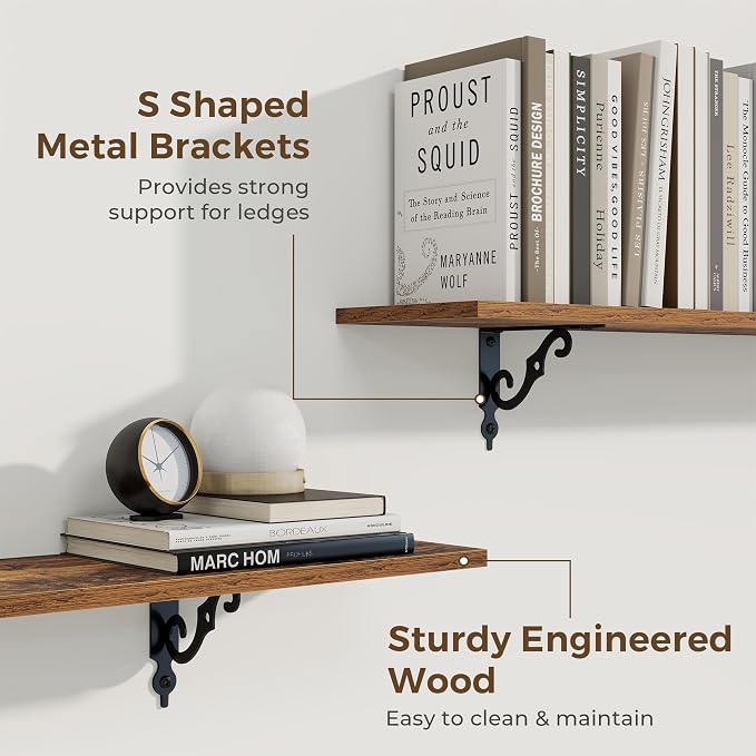 RICHFOCUS Floating Shelves for Wall Decor, 8 Inch Deep Floating Shelves Set of 2 - Image 4