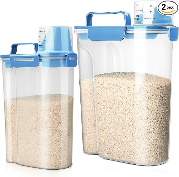 Rice Storage Container, 5 to 10lb Dry Food Airtight Dispenser, Pet Dog Cat Food by Viretec