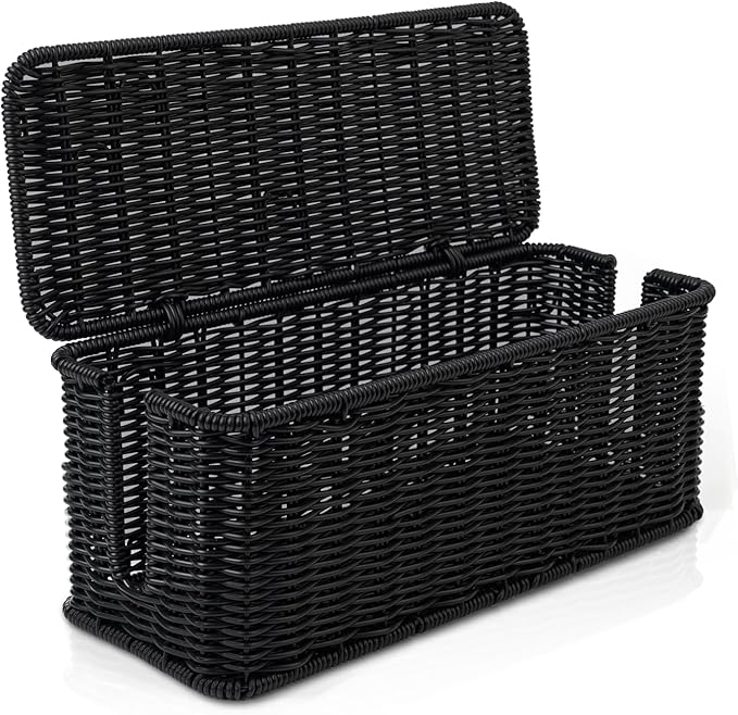 Cable Management Box, Handmade Rattan Cable Organizer, 2 Open Slots Cords Hider by Cantalop
