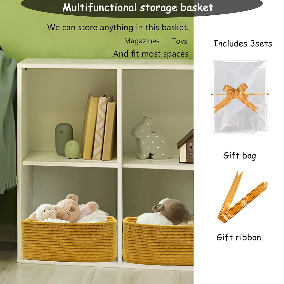 13" x 8.5" x 5.1" Storage Baskets for Organizing | Cotton Rope Woven