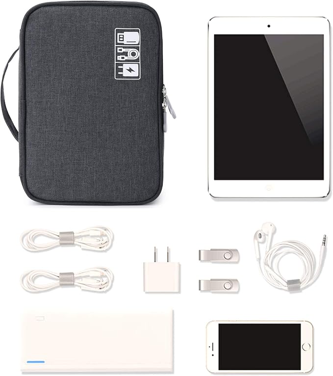 Lanola Travel Cable Organizer Bag, Electronic Accessories Case Portable Double - Image 7