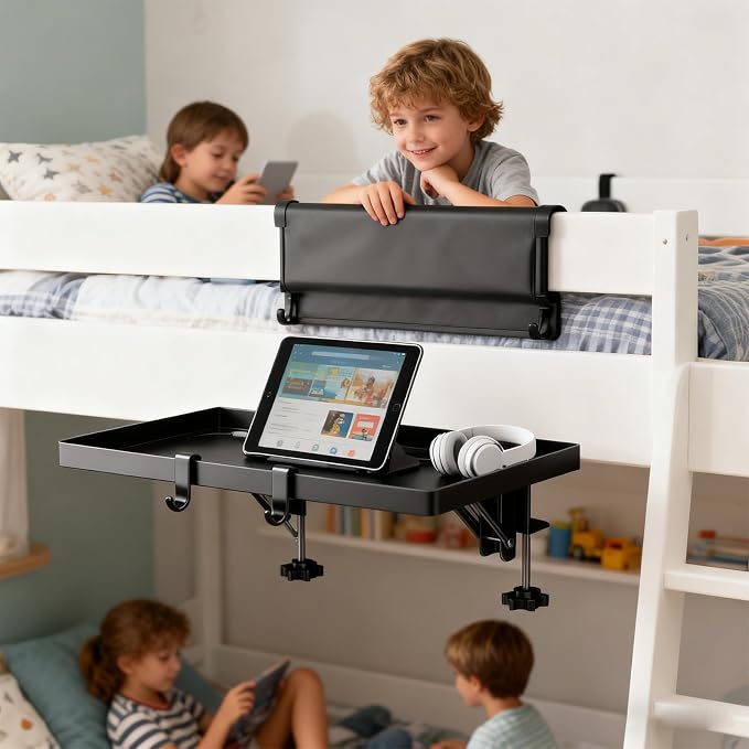Foldable Bedside Shelf Metal, Clip-On Nightstand - Image 2