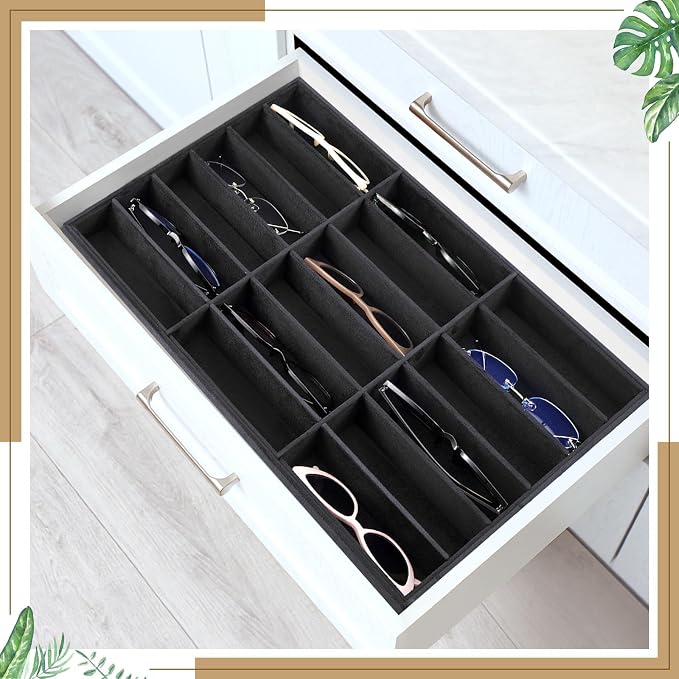 Amylove 2 Pcs Sunglass Organizer Trays Glasses Stackable Jewelry Trays Sunglass - Image 6