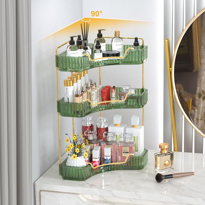 GTI 3-Tier Corner Bathroom Counter Organizer, Large Capacity Makeup Organizer - Image 6