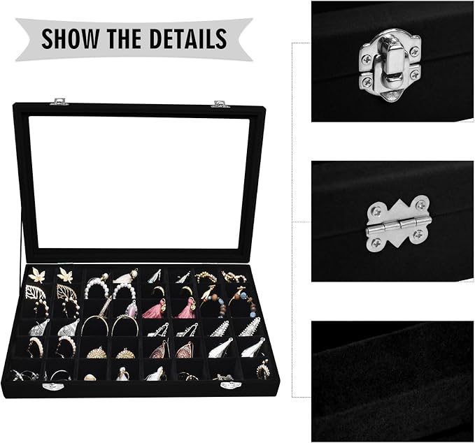 Velvet Jewelry Tray 48 Grid Jewelry Display Tray Organizer Box - Image 4