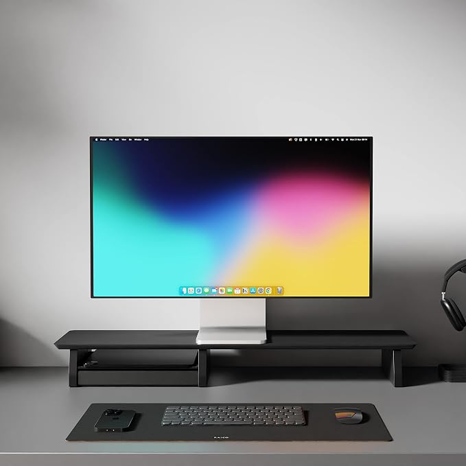 Raico Desk Cockpit Shelf Monitor Stand System Dual Screen Setup Wood Large Desk - Image 6