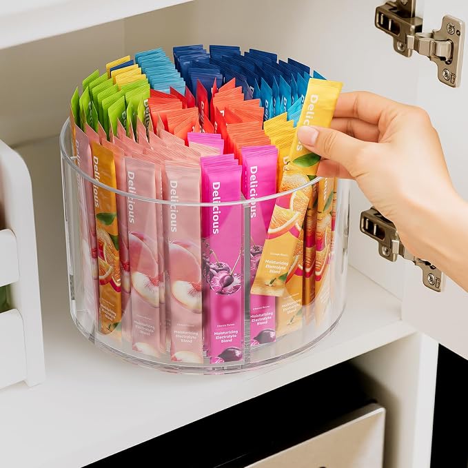 2-Pack Rotating Drink Mix Organizer, Spinning Drink Packet Holder, Divided - Image 2