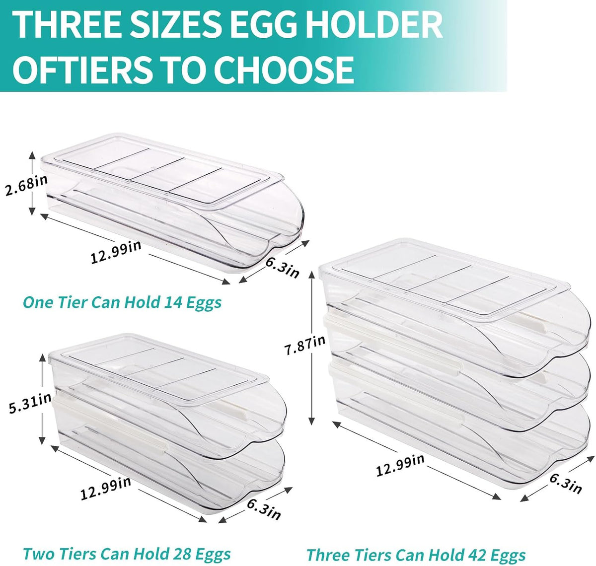 RoskDeewat Egg Holder for Fridge, Automatic Rolling Egg Container