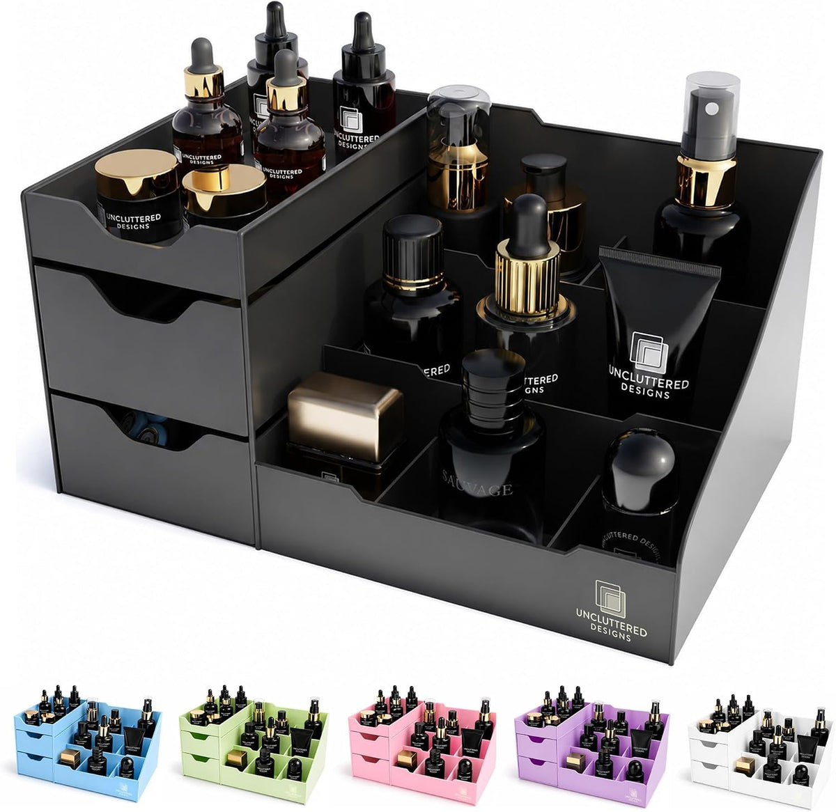 Bathroom Counter Organizer for Men, Black Cologne Organizer with