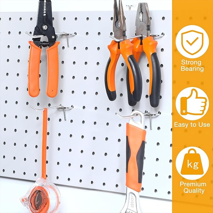 Funrous 100 Pack Peg Board Hooks Stainless Steel Pegboard Hooks Shelving - Image 5