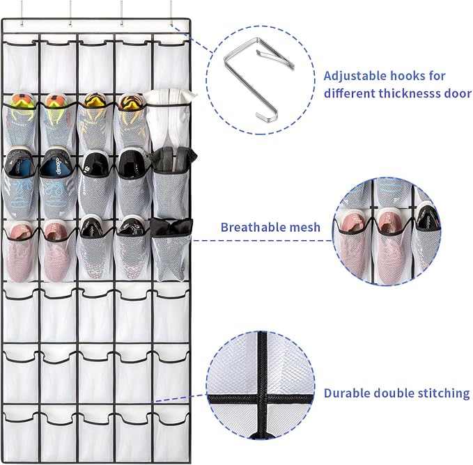 35 Pockets Over the Door Shoe Organizer, Hanging Shoe Organizer - Image 2