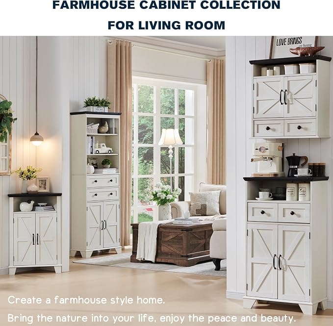 ACCOHOHO Bathroom Floor Cabinet, Farmhouse Storage Cabinet, Adjustable Shelf - Image 8