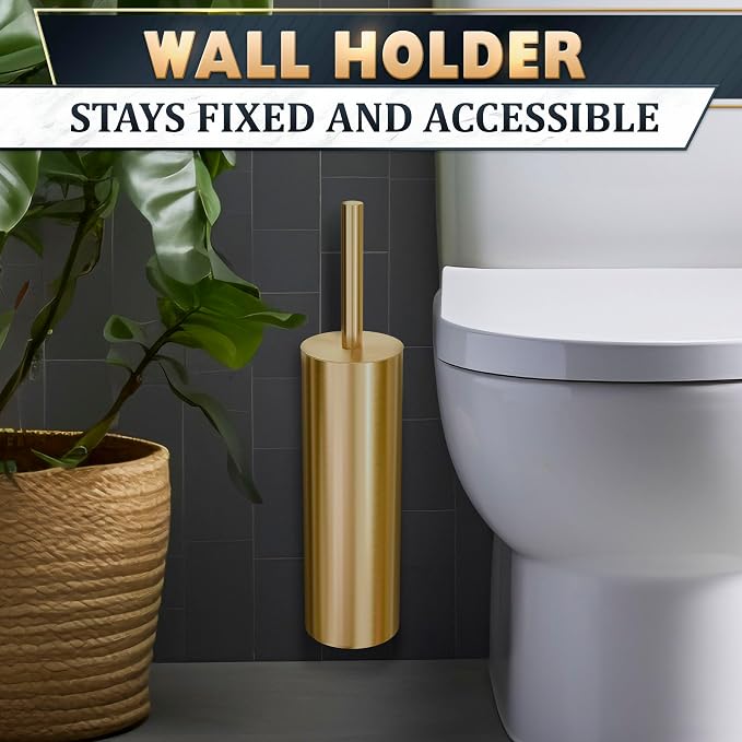 Gold Toilet Brush and Holder Set - Image 9