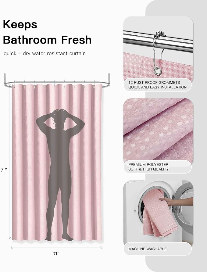 IMAVO Pink Bathroom Accessories, Non Slip Super Absorbent Rugs and Waterproof - Image 6