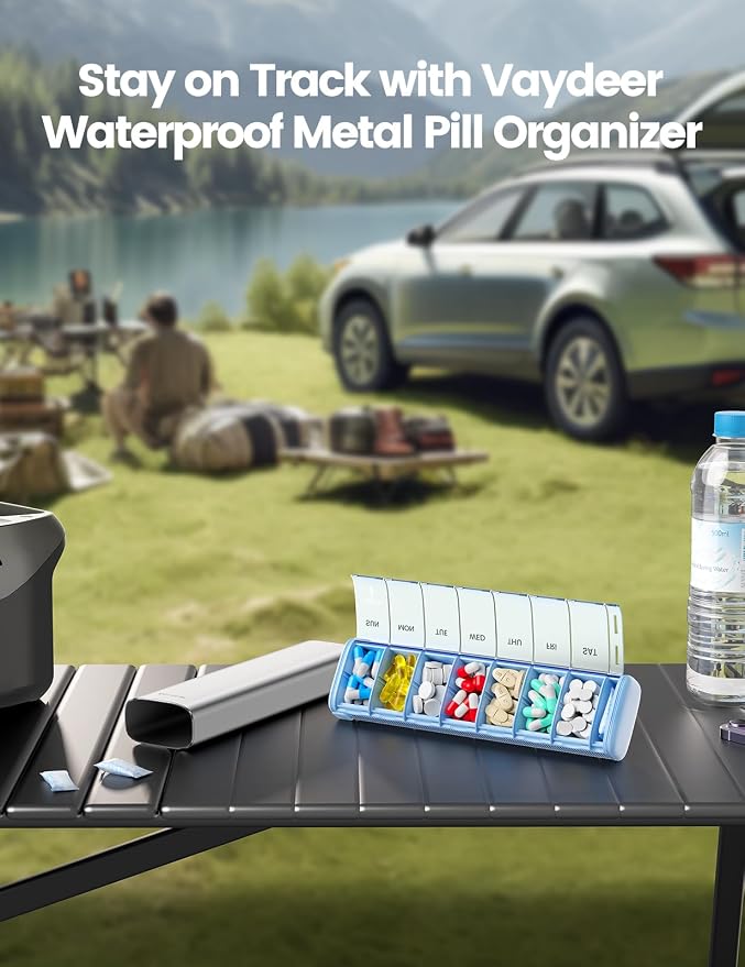 VAYDEER Metal Weekly Pill Organizer – Moisture-Proof Travel Pill Organizer - Image 5