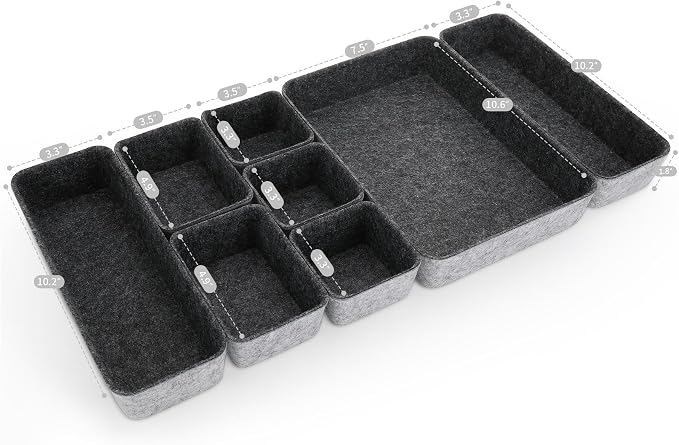 Welaxy desk drawer organizer tray shallow felt storage bin - Image 7