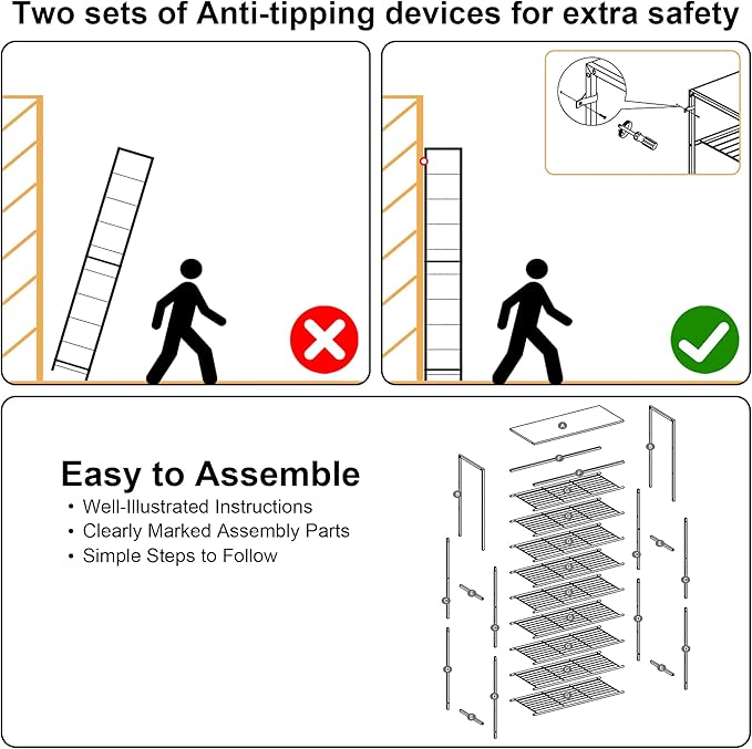 HOMEFORT 10 Tiers Shoe Rack Organizer, Shoe Rack - Image 7