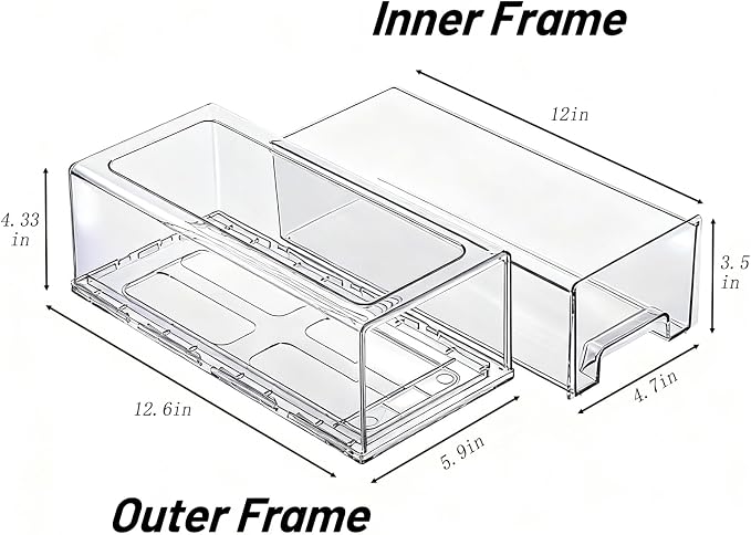 2 Pack Stackable Pull-Out Storage Drawers，Plastic Clear Organizer Bins - Image 3