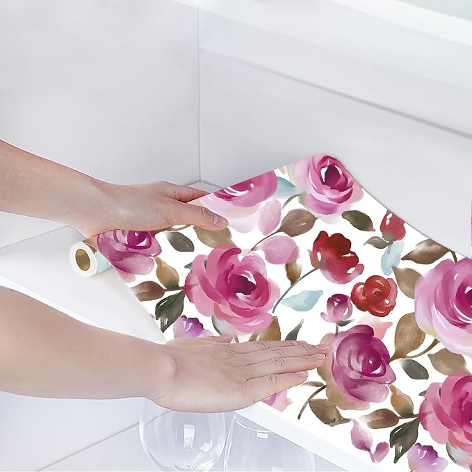 HAOKHOME Shelf Liner and Cabinet Liner Floral, Self-Adhesive Drawer Liners - Image 2