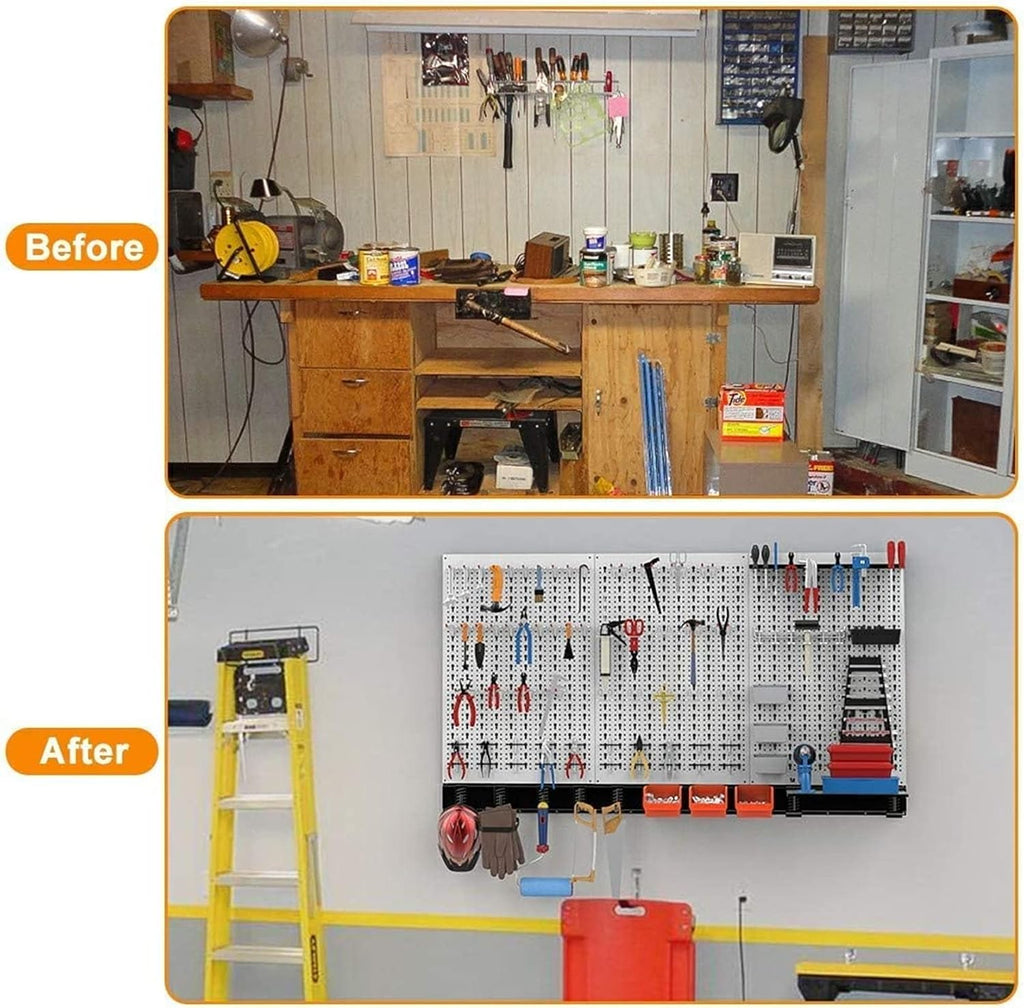 TORACK 109 PCS Pegboard Wall Organizer 48x24 in, Garage Metal Pegboard