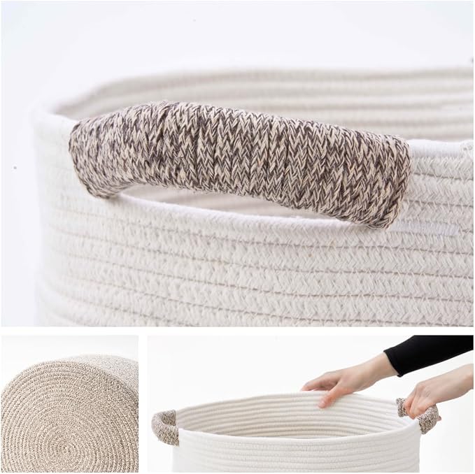 Blanket Basket - Woven Round Rope Storage Basket - Image 4