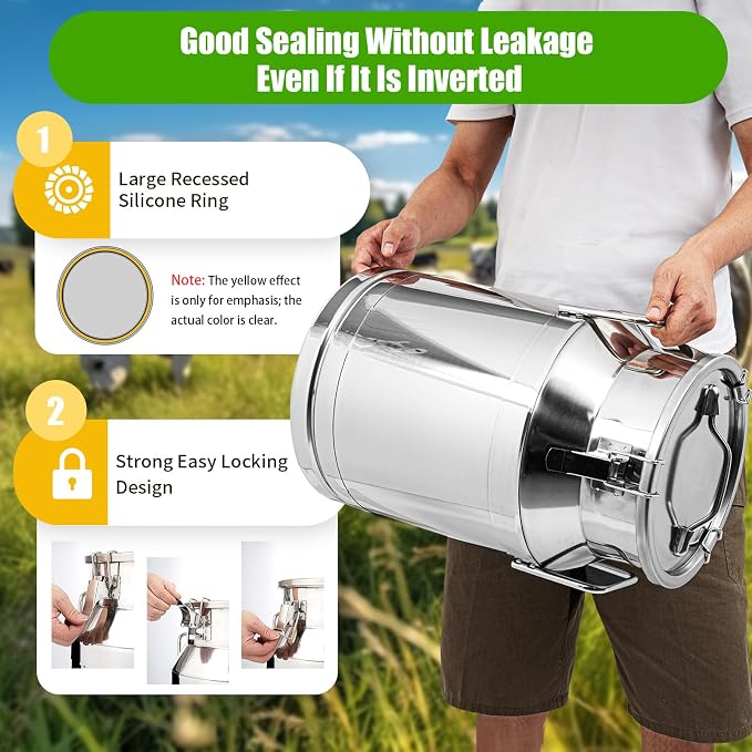 30L / 7.95Gallon Transport Cans Stainless Steel Milk Can Milk Bucket Wine Pail - Image 5