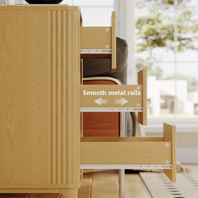 3 Drawer Fluted Dresser for Bedroom Set of 2, Modern Curved Closet Dressers - Image 5