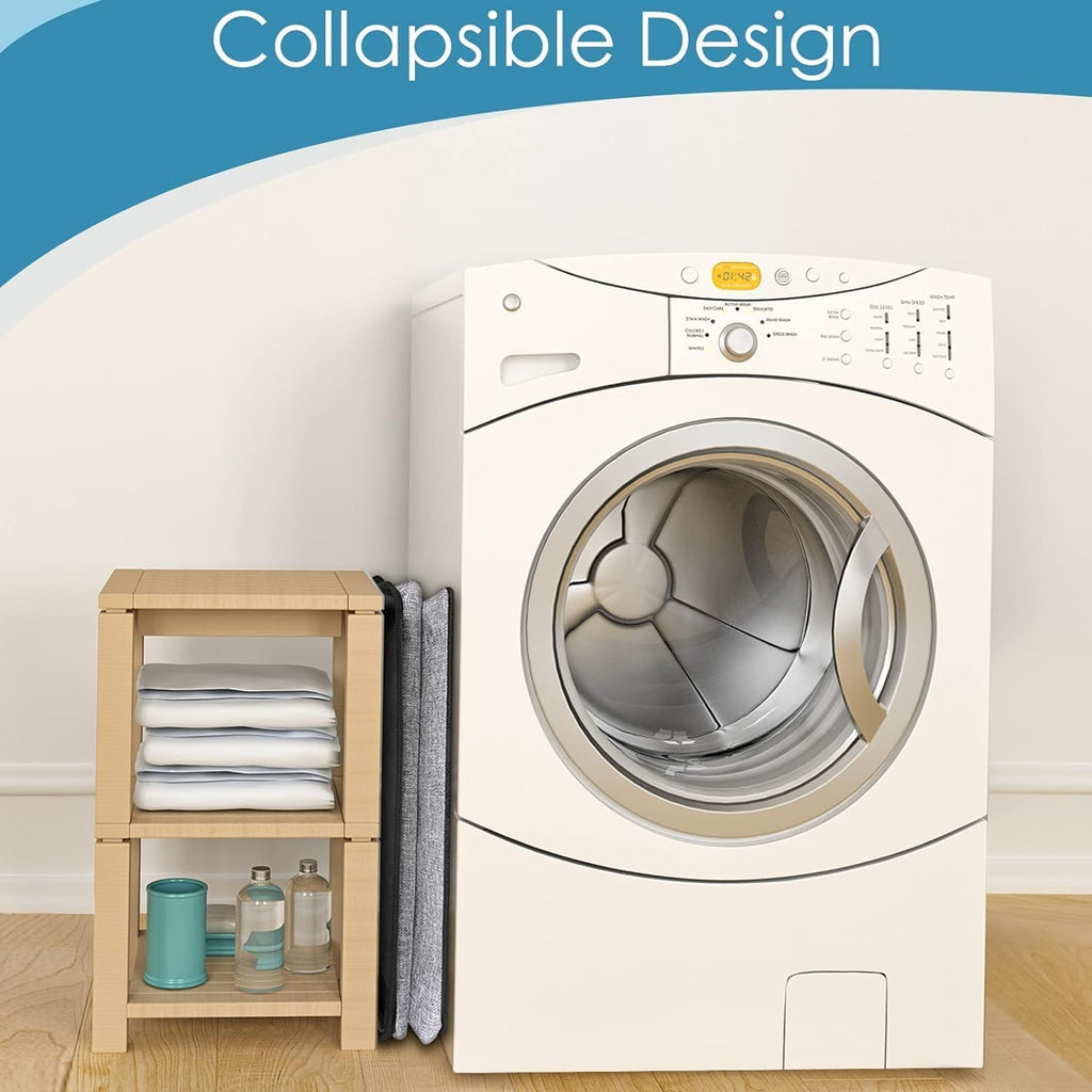 Extra Large Laundry Hamper, Folding 100L Laundry Basket, Grey
