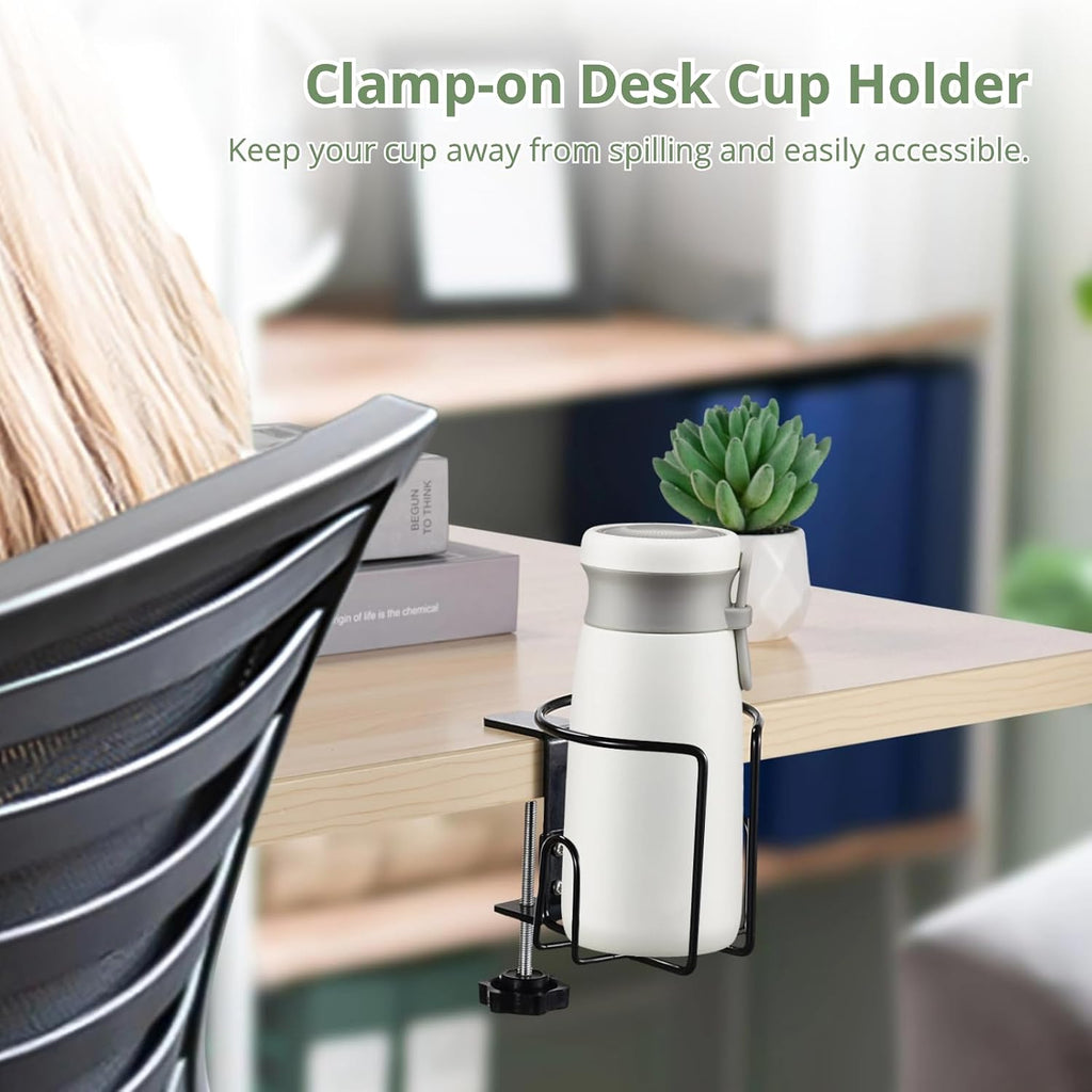 Desk Cup Holder Clamp, 3 Pack Open-Frame Drink Holders for Table
