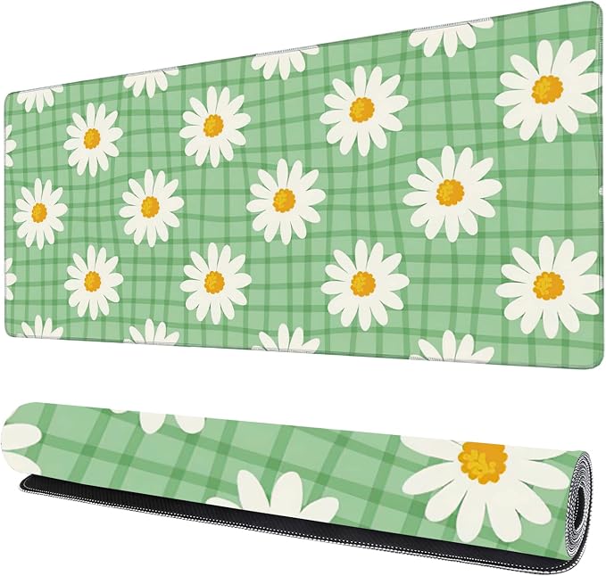 Daisy Floral Gaming Mouse Pad XXL Large Desk Mouse Pad Keyboard Mat by Uiaoiais