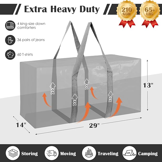 6 Pack Extra Heavy Duty Large Moving Bags - Image 2