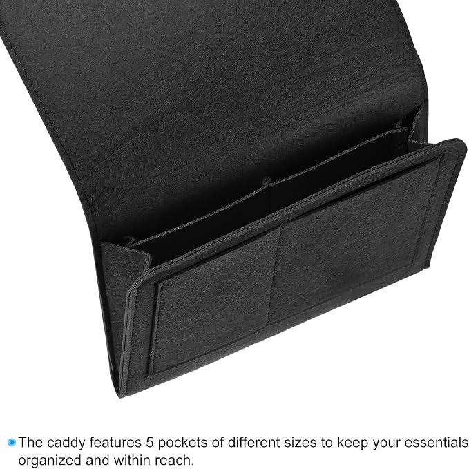 PATIKIL 11in Bedside Caddy, Bed Caddy Bedside Organizer Hanging 5 Pocket Soft - Image 3
